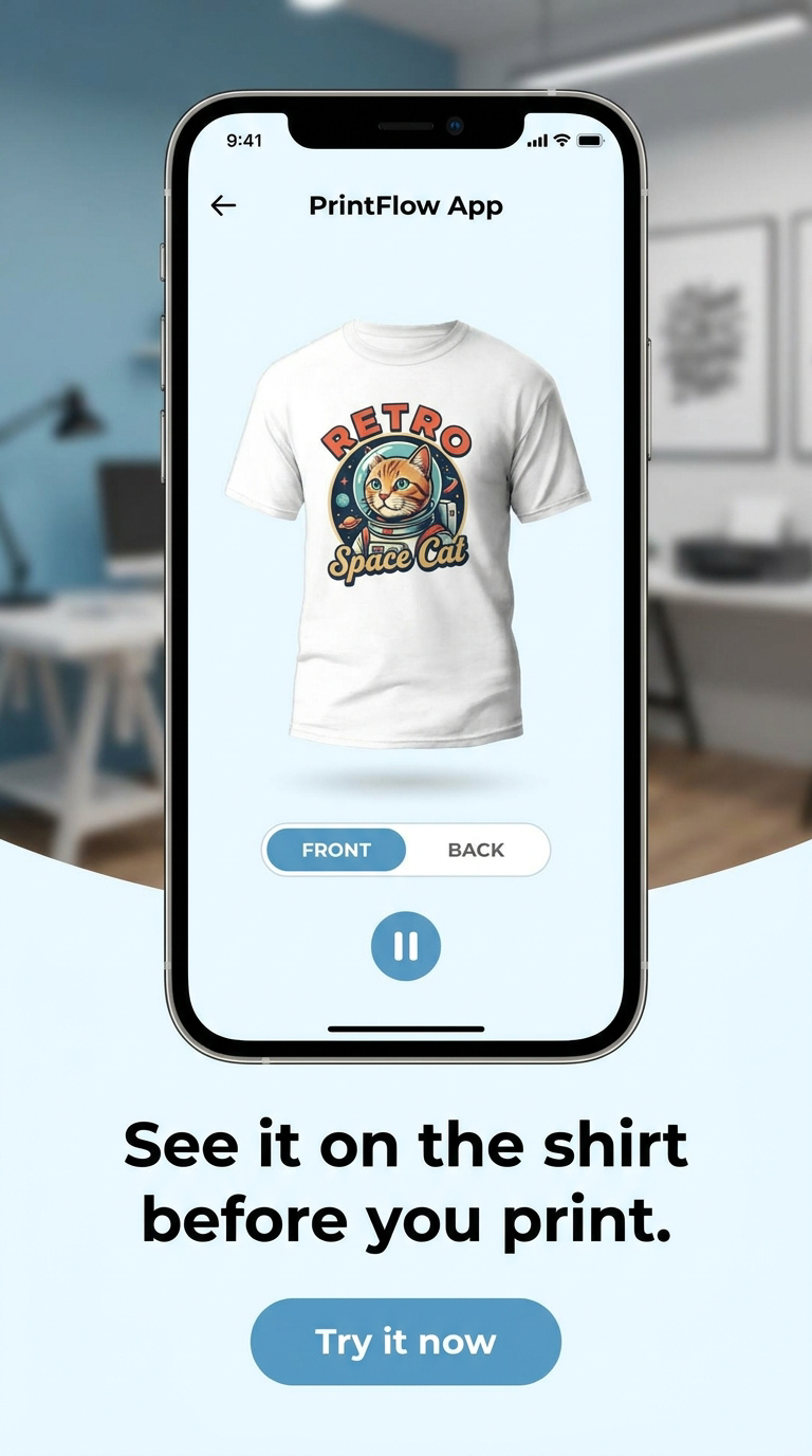 See it on the shirt before you print - 3D mockup